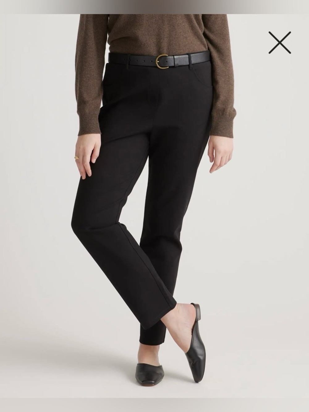Quince Ultra-Stretch Ponte Straight Leg 4-Pocket Pants Black‎ Career Interview
